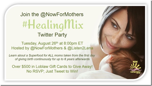Now for Mothers Twitter Party Graphic